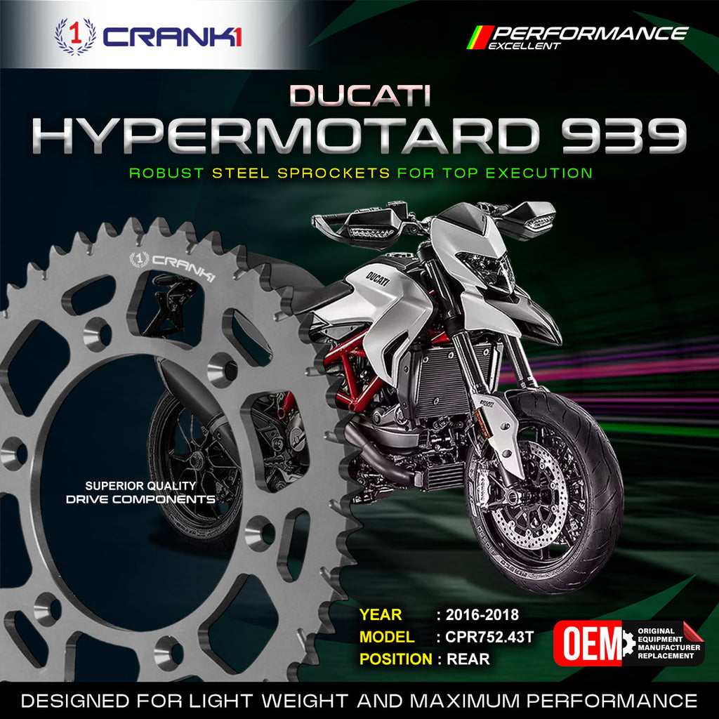 Sprocket For Ducati Hypermotard 939 (2016-2018) - Rear - CPR752.43T - CRANK1