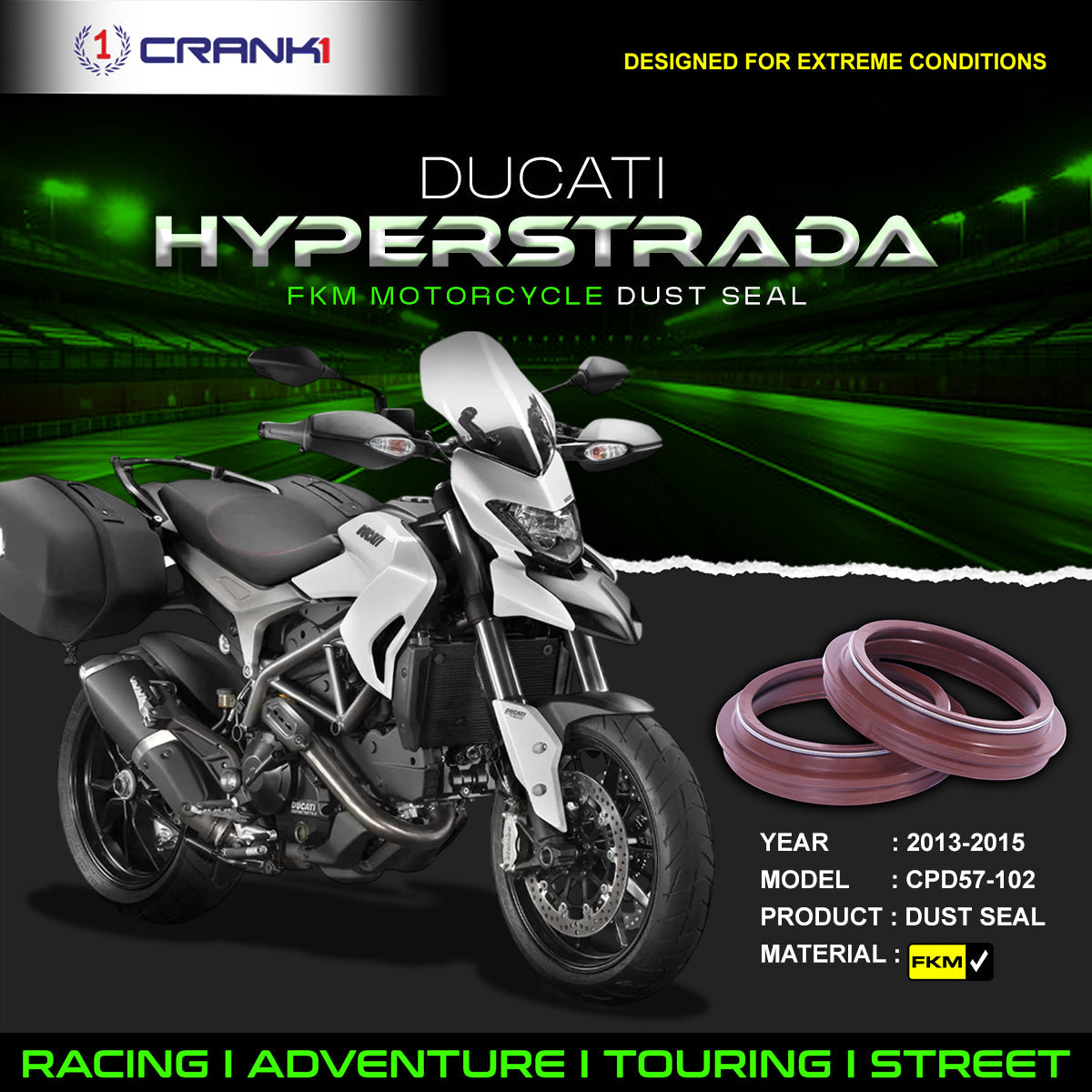 Fork Dust Seals Pair For Ducati Hyperstrada (2013-2015) - CPD57-102 - CRANK1