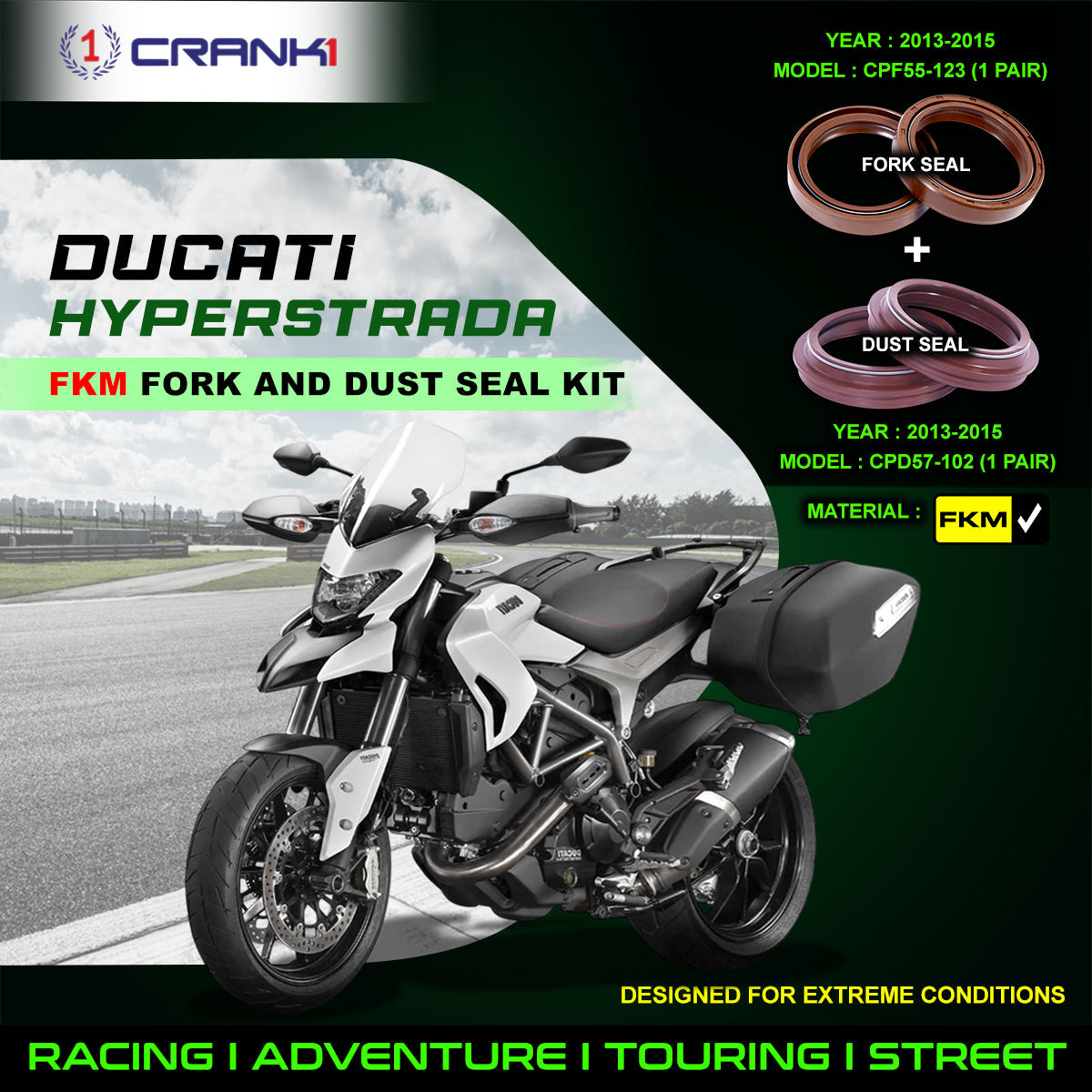 Fork And Dust Seals Kit For Ducati Hyperstrada (2013-2015) - CRANK1