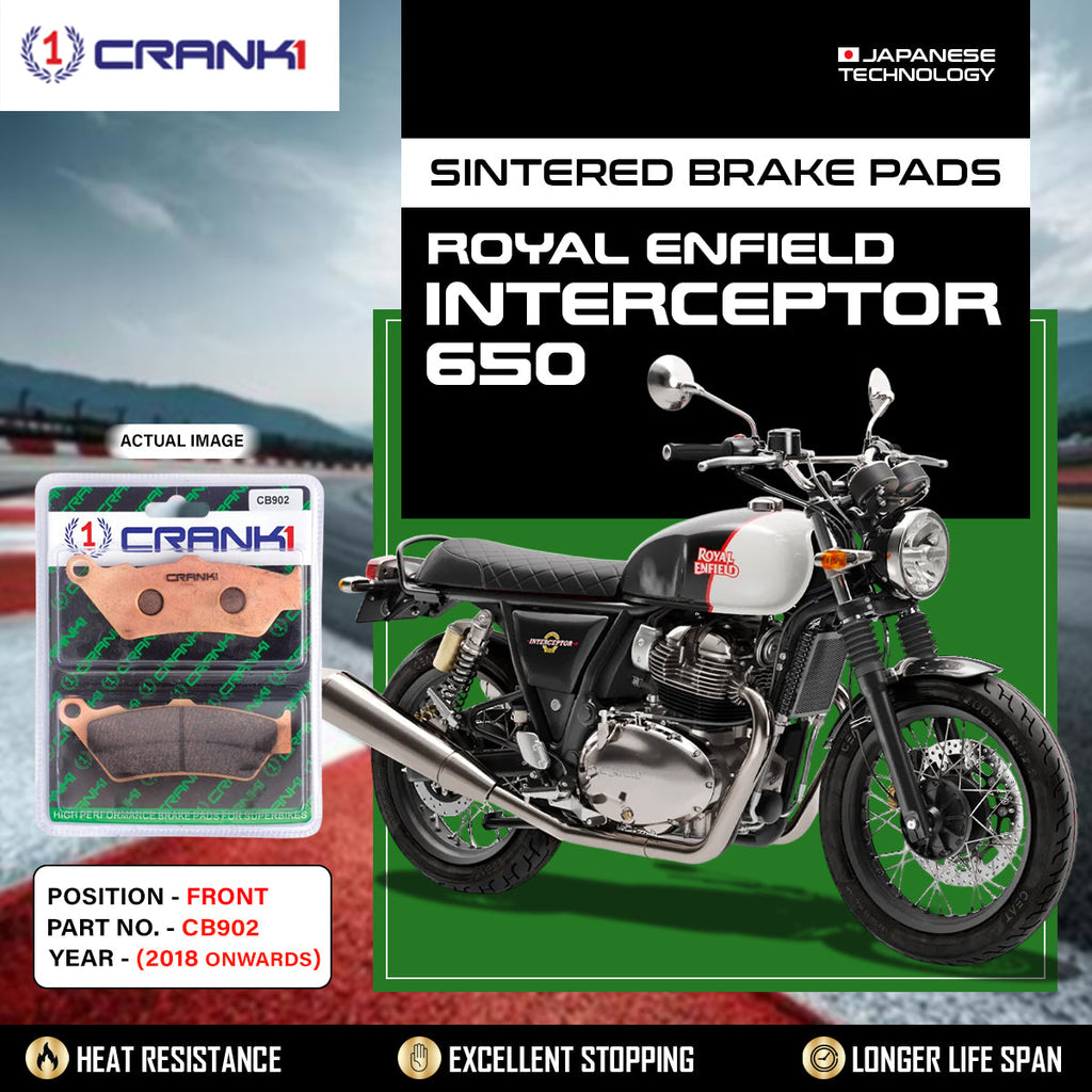 Sintered Brake Pads For Royal Enfield Interceptor 650 (2018 Onwards) - Front - CB902 - 1 Set - CRANK1