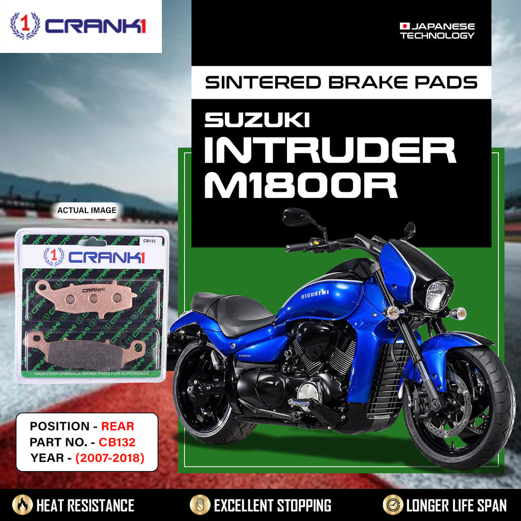 Sintered Brake Pads For Suzuki Intruder M1800R (2007-2018) - Rear - CB132 - 1 Set - CRANK1