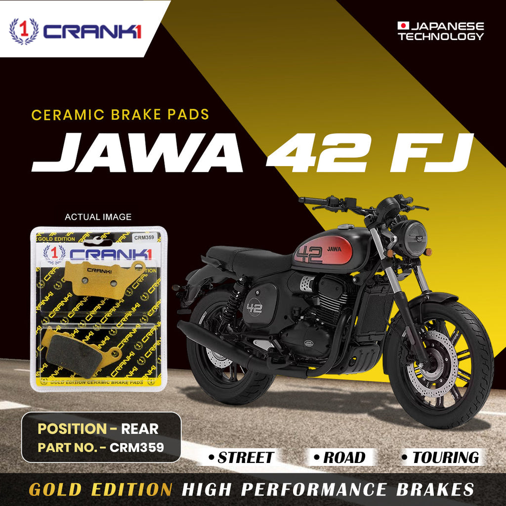 Ceramic Brake Pads For Jawa 42 FJ - Rear - CRM359 - 1 Set - CRANK1