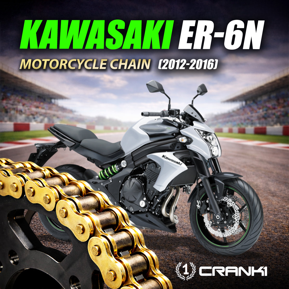Chain For Kawasaki ER-6n (2012-2016) - 520 Pitch x 114 Links Gold (ZVMX) - CRANK1