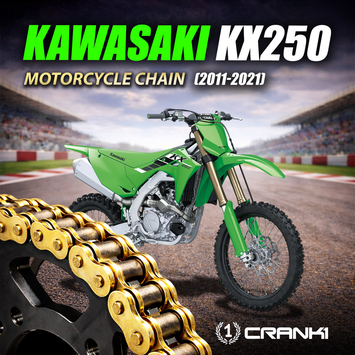 Chain For Kawasaki KX250 (2011-2021) - 520 Pitch x 114 Links Gold (ZVMX) - CRANK1