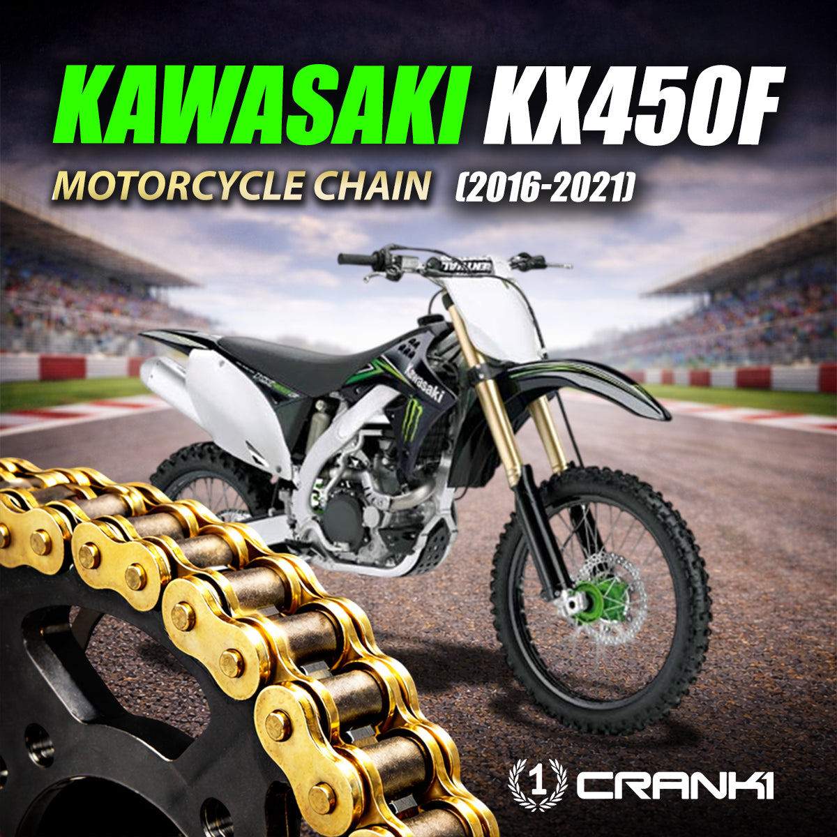 Chain For Kawasaki KX 450F (2016-2021) - 520 Pitch x 114 Links Gold (ZVMX) - CRANK1