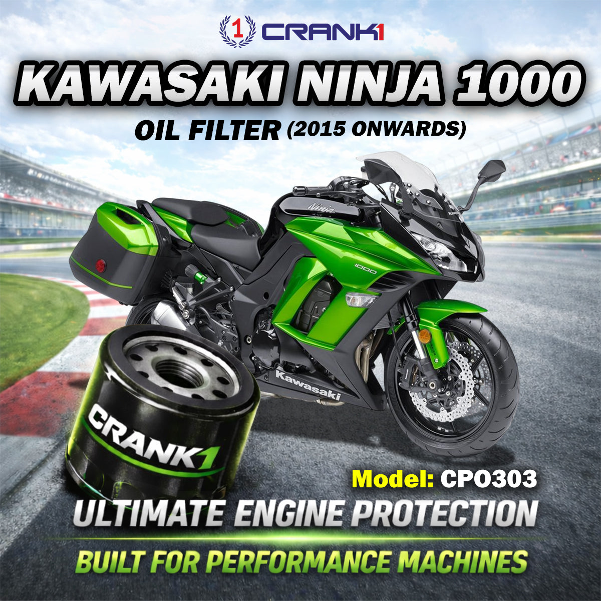 Oil Filter For Kawasaki Ninja 1000 (2015 Onwards) - CPO303 - CRANK1