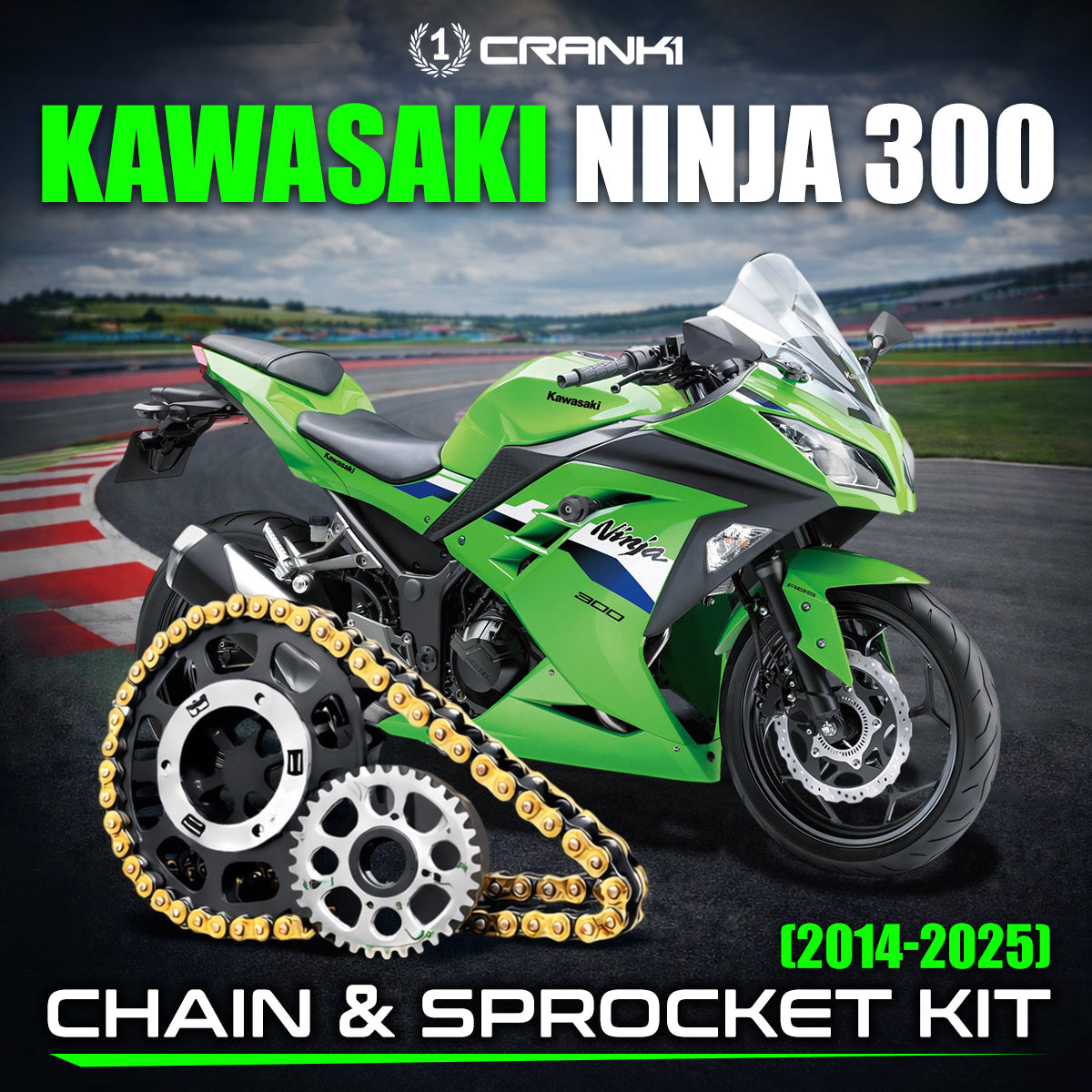 Chain And Sprocket Kit For Kawasaki Ninja 300 (2014-2025) - CRANK1