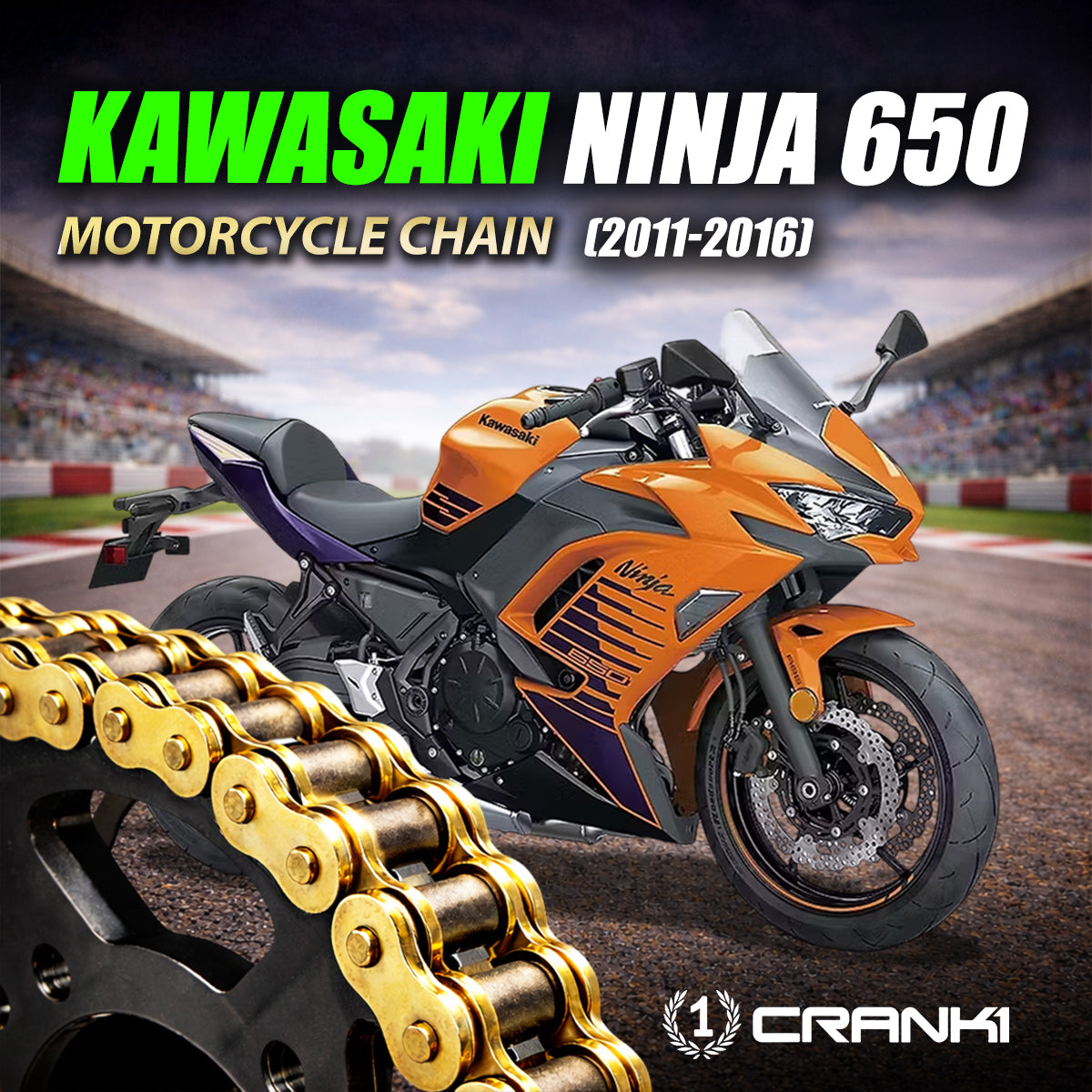 Chain For Kawasaki Ninja 650 (2011-2016) - 520 Pitch x 114 Links Gold (ZVMX) - CRANK1