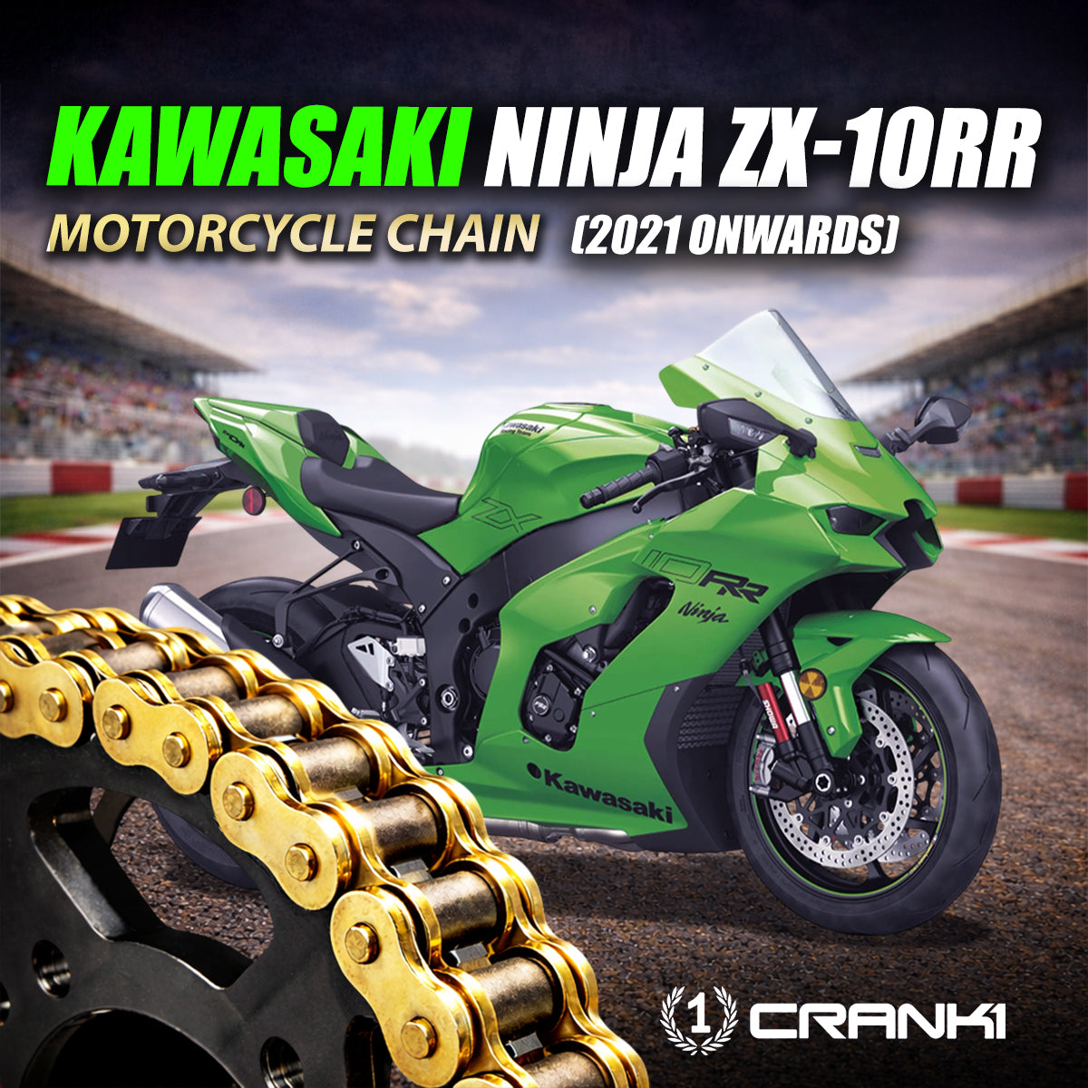 Chain For Kawasaki Ninja ZX-10RR (2021 Onwards) - 525 Pitch x 114 Links Gold (ZVMX) - CRANK1