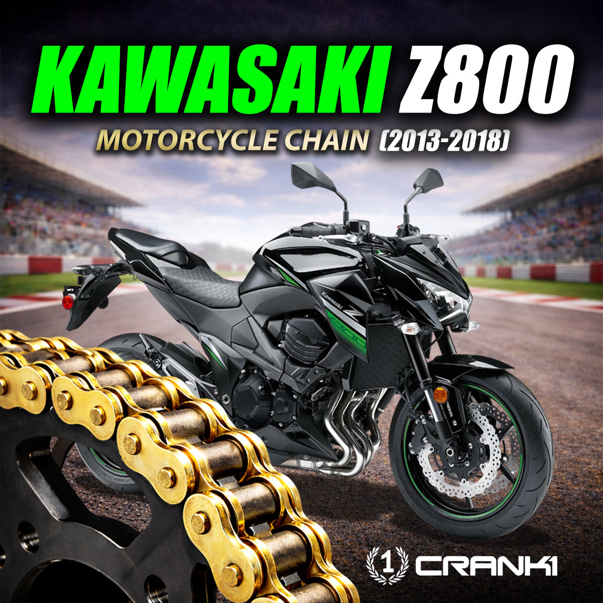 Chain For Kawasaki Z800 (2013-2018) - 520 Pitch x 114 Links Gold (ZVMX) - CRANK1