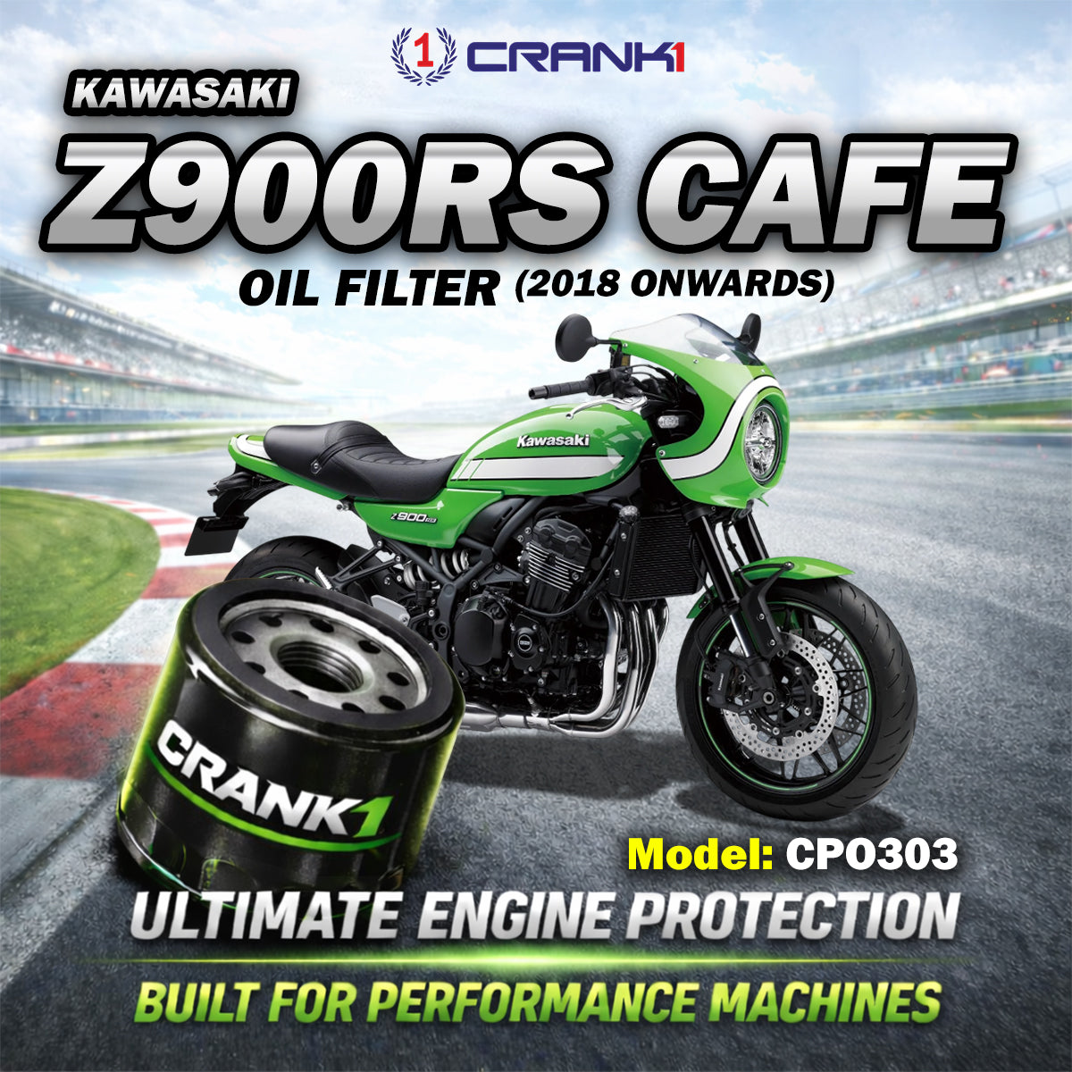 Oil Filter For Kawasaki Z900RS Cafe (2018 Onwards) - CPO303 - CRANK1