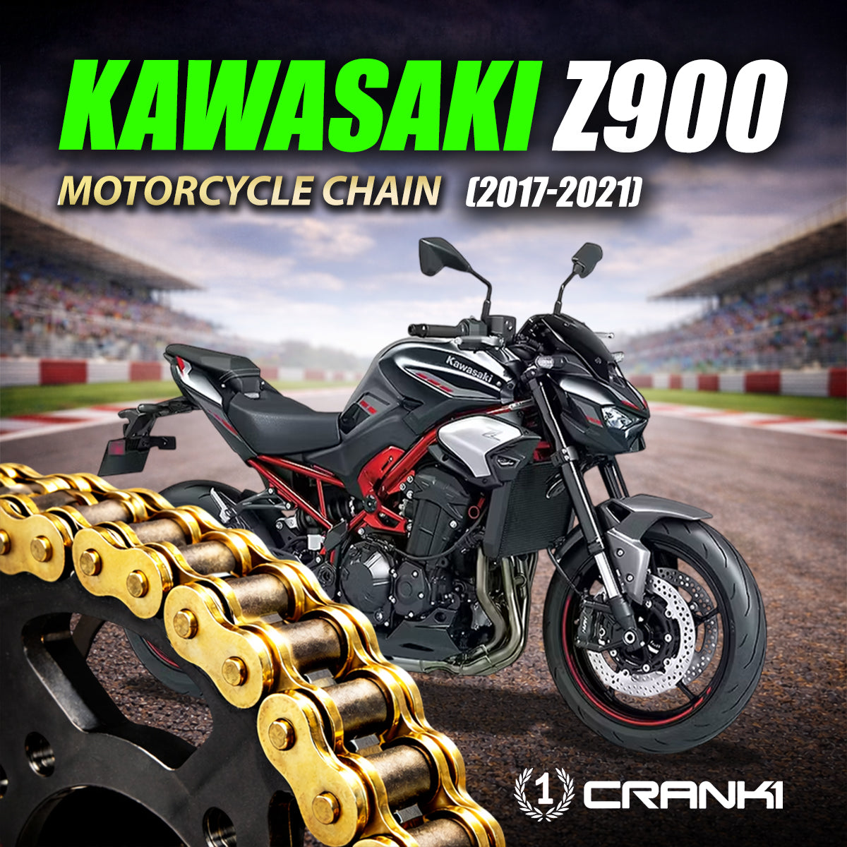 Chain For Kawasaki Z900 (2017-2021) - 525 Pitch x 114 Links Gold (ZVMX) - CRANK1