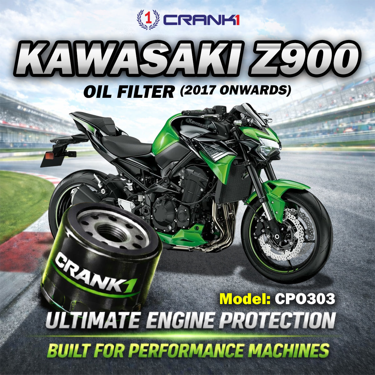Oil Filter For Kawasaki Z900 (2017 Onwards) - CPO303 - CRANK1