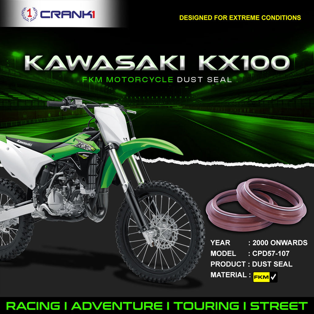Fork Dust Seals Pair For Kawasaki KX100 (2000 Onwards) - CPD57-107 - CRANK1