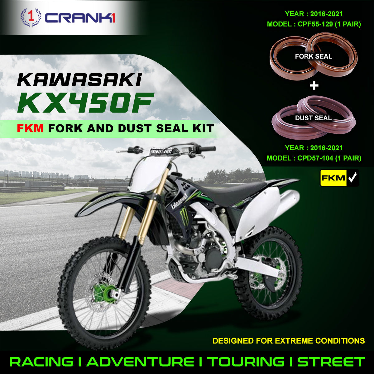 Fork And Dust Seals Kit For Kawasaki KX450F (2016-2021) - CRANK1