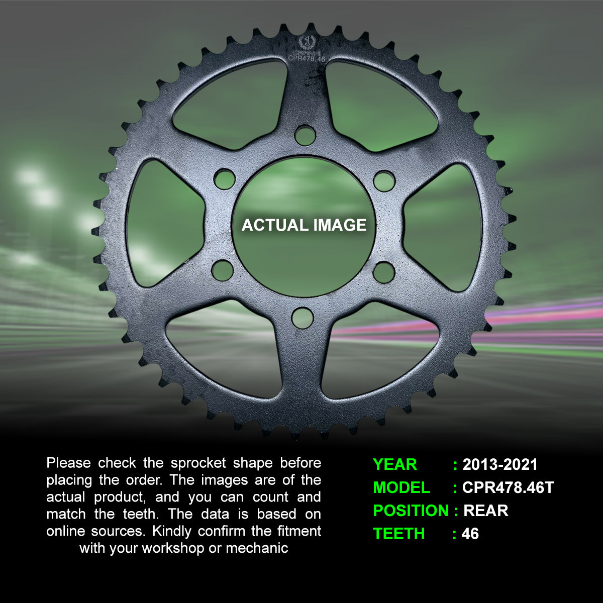 Sprocket For Kawasaki Versys 650 (2013-2021) - Rear - CPR478.46T - CRANK1