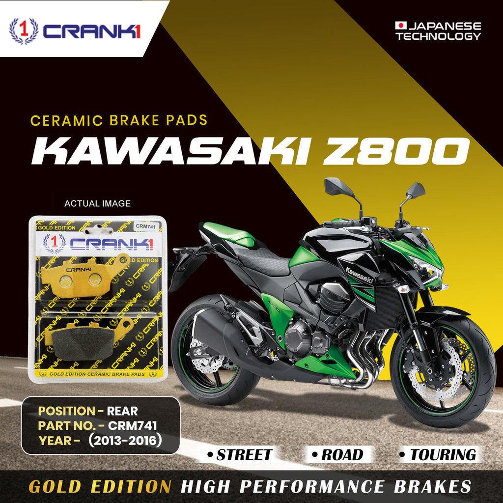 Ceramic Brake Pads For Kawasaki Z800 (2013-2016) - Rear - CRM741 - 1 Set - CRANK1