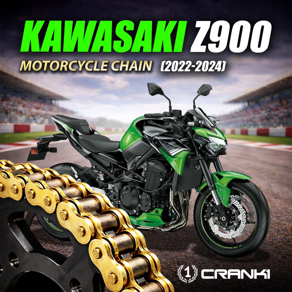 Chain For Kawasaki Z900 (2022-2024) - 525 Pitch x 114 Links Gold (ZVMX) - CRANK1