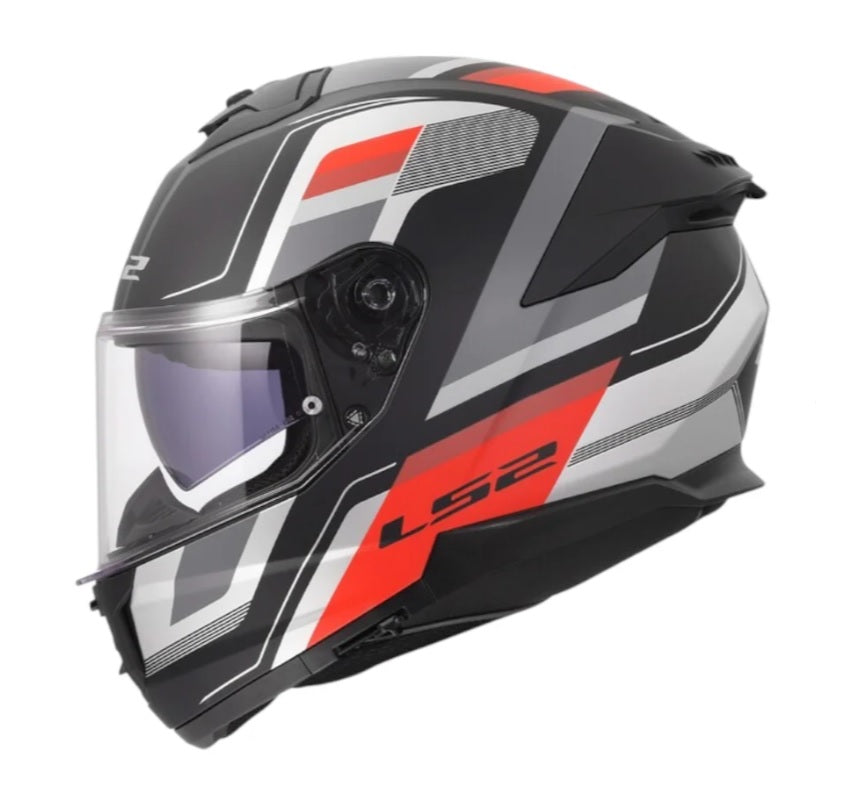 LS2 FF320 Stream II Vintage Matt Black Grey Red