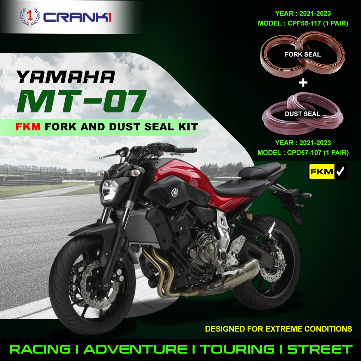 Fork And Dust Seals Kit For Yamaha MT-07 (2021-2023) - CRANK1