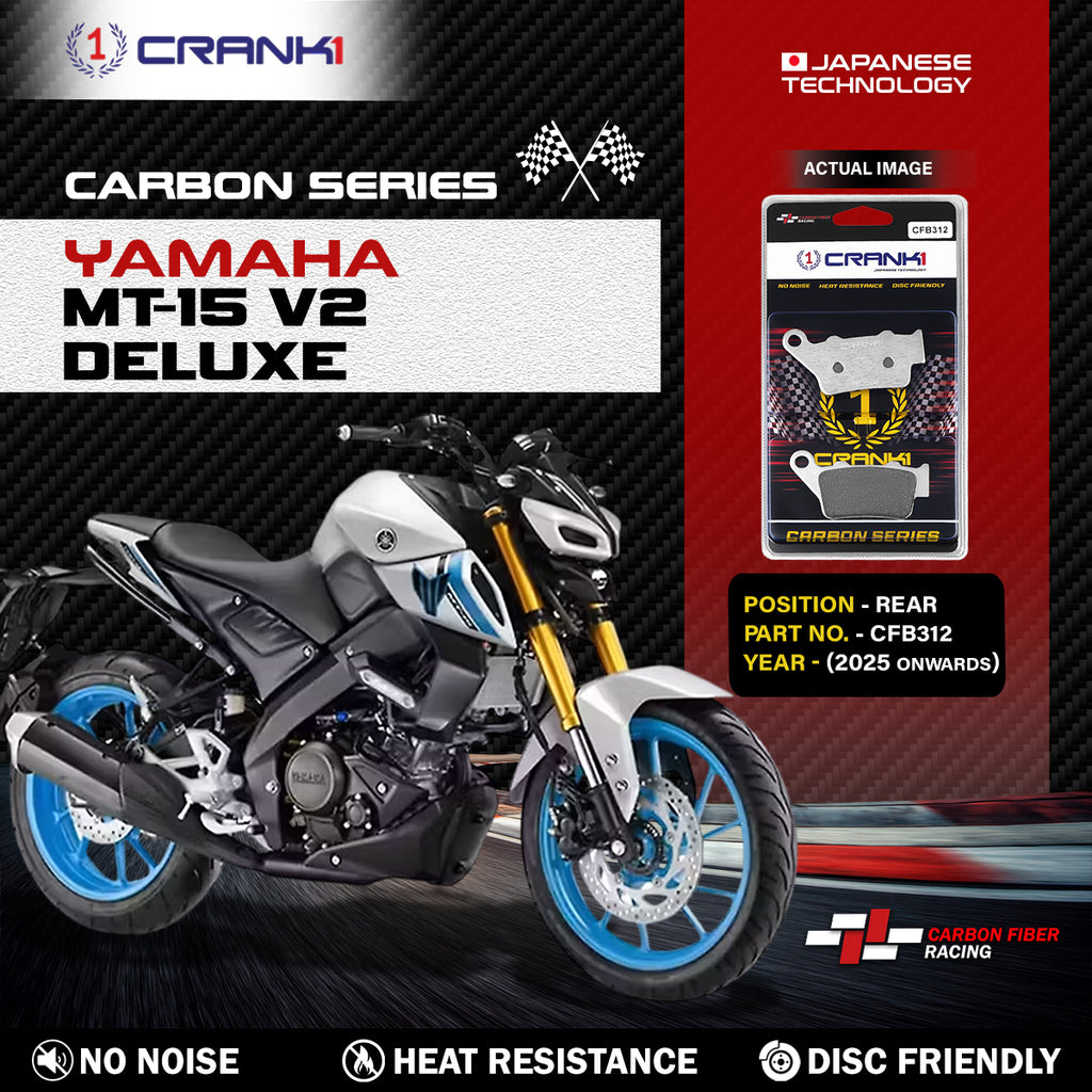 Carbon Brake Pads For Yamaha MT-15 Deluxe (2025 onwards) - Rear - CFB312 - 1 Set - CRANK1