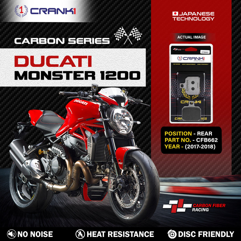 Carbon Brake Pads For Ducati Monster 1200 (2017-2018) - Rear - CFB662 - 1 Set - CRANK1