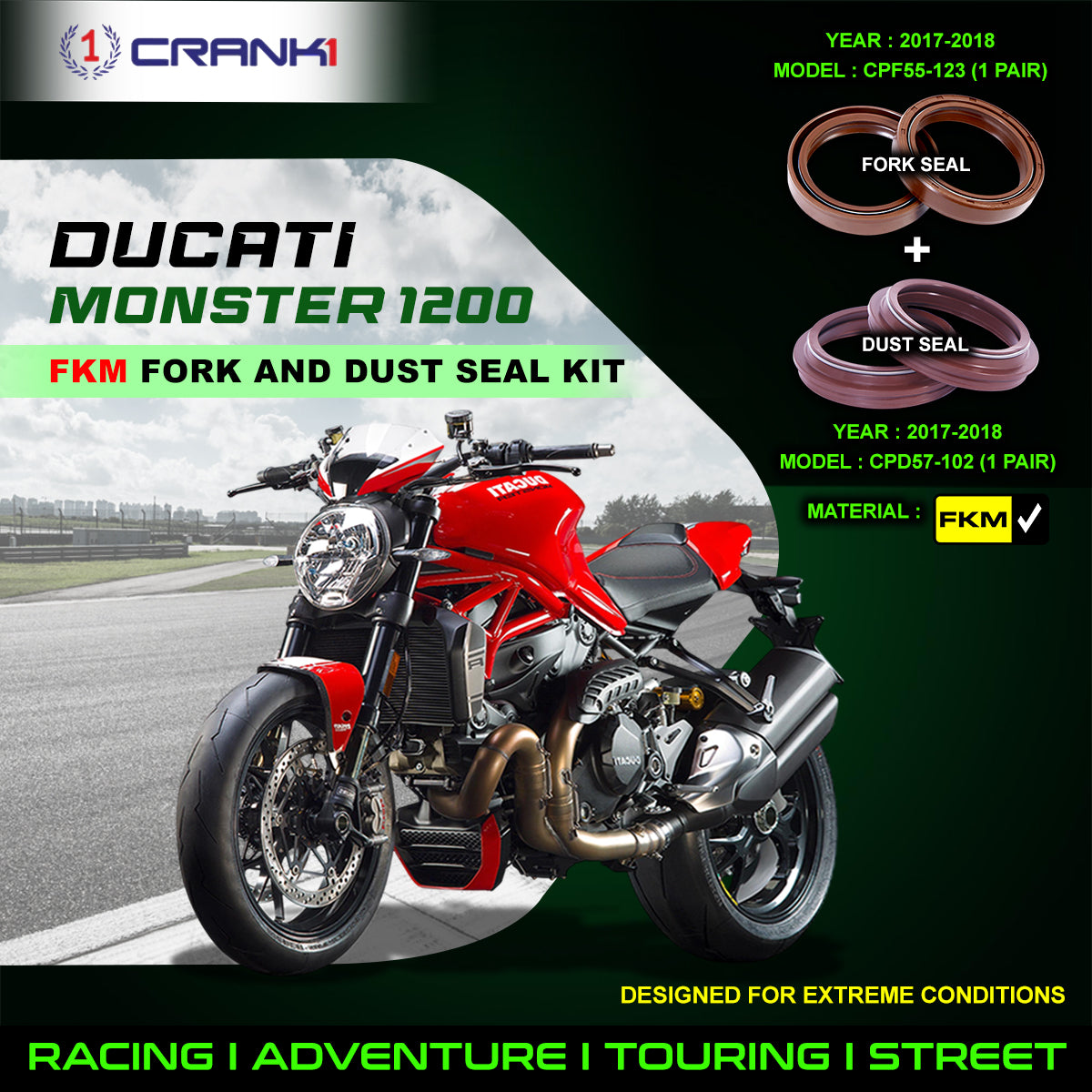 Fork And Dust Seals Kit For Ducati Monster 1200 (2017-2018) - CRANK1