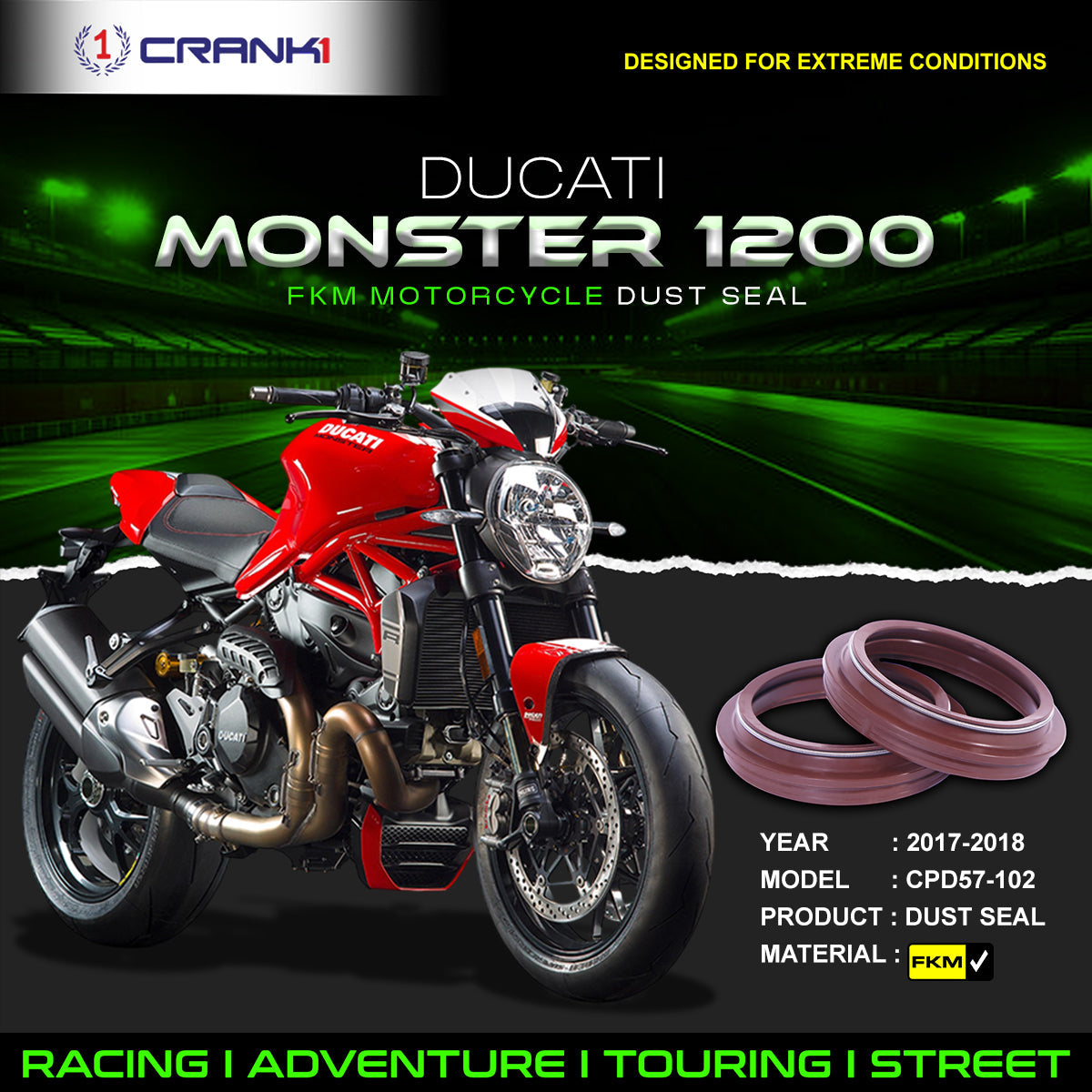 Fork Dust Seals Pair For Ducati Monster 1200 (2017-2018) - CPD57-102 - CRANK1
