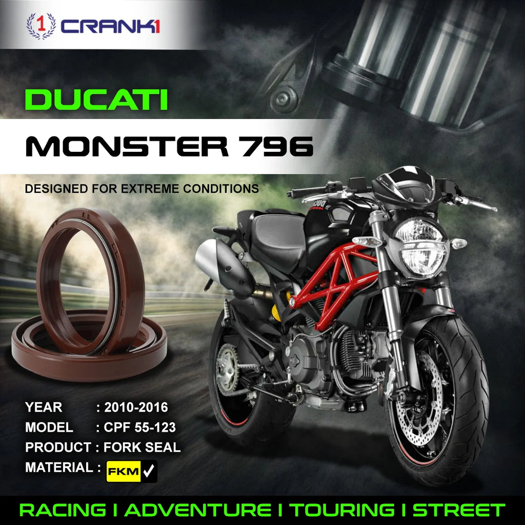 Fork Oil Seals Pair For Ducati Monster 796 (2010-2016) - CPF55-123 - CRANK1