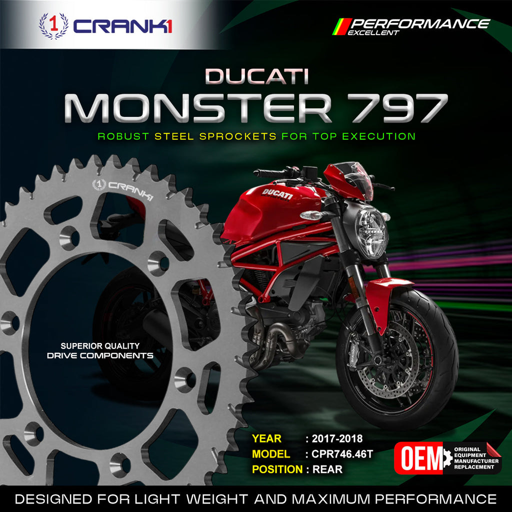 Sprocket For Ducati Monster 797 (2017-2018) - Rear - CPR746.46T - CRANK1