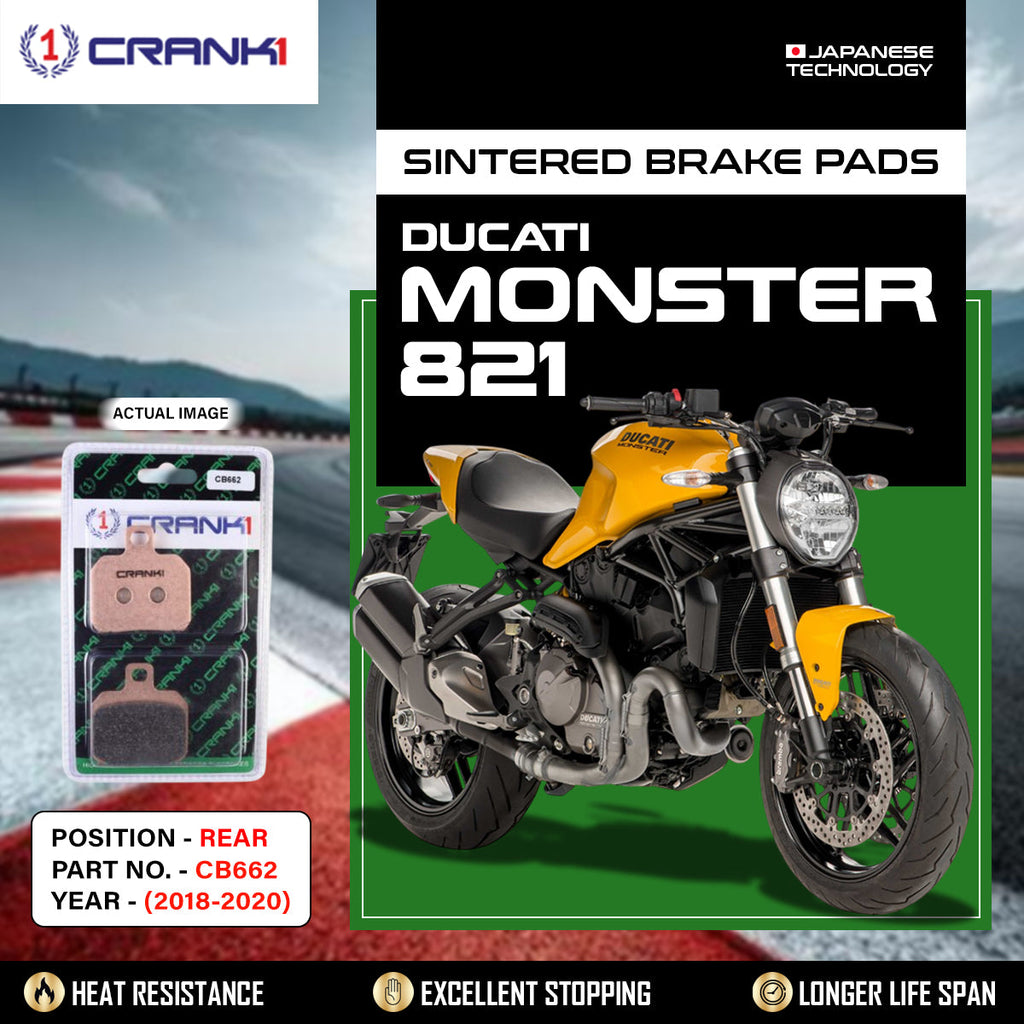 Sintered Brake Pads For Ducati Monster 821 (2018-2020) - Rear - CB662 - 1 Set - CRANK1