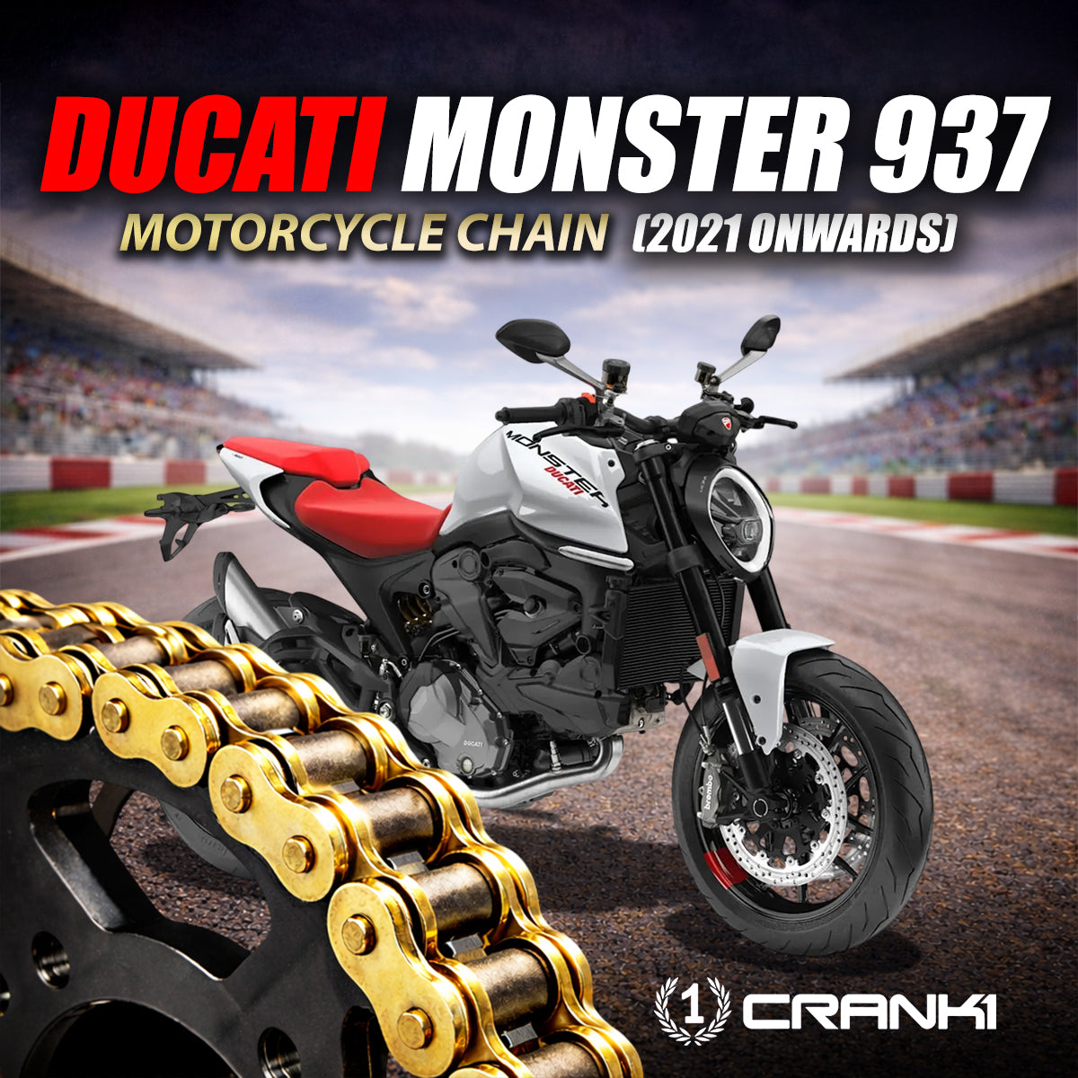 Chain For Ducati Monster 937 (2021 Onwards) - 520 Pitch x 106 Links Gold (ZVMX) - CRANK1