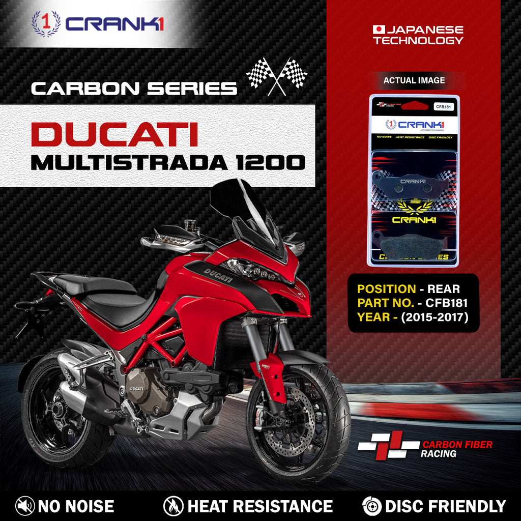 Carbon Brake Pads For Ducati Multistrada 1200 (2015-2017) - Rear - CFB181 - 1 Set - CRANK1