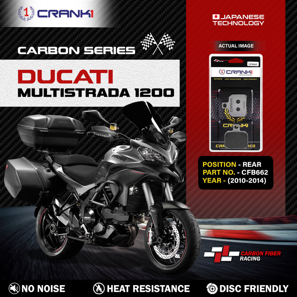 Carbon Brake Pads For Ducati Multistrada 1200 (2010-2014) - Rear - CFB662 - 1 Set - CRANK1