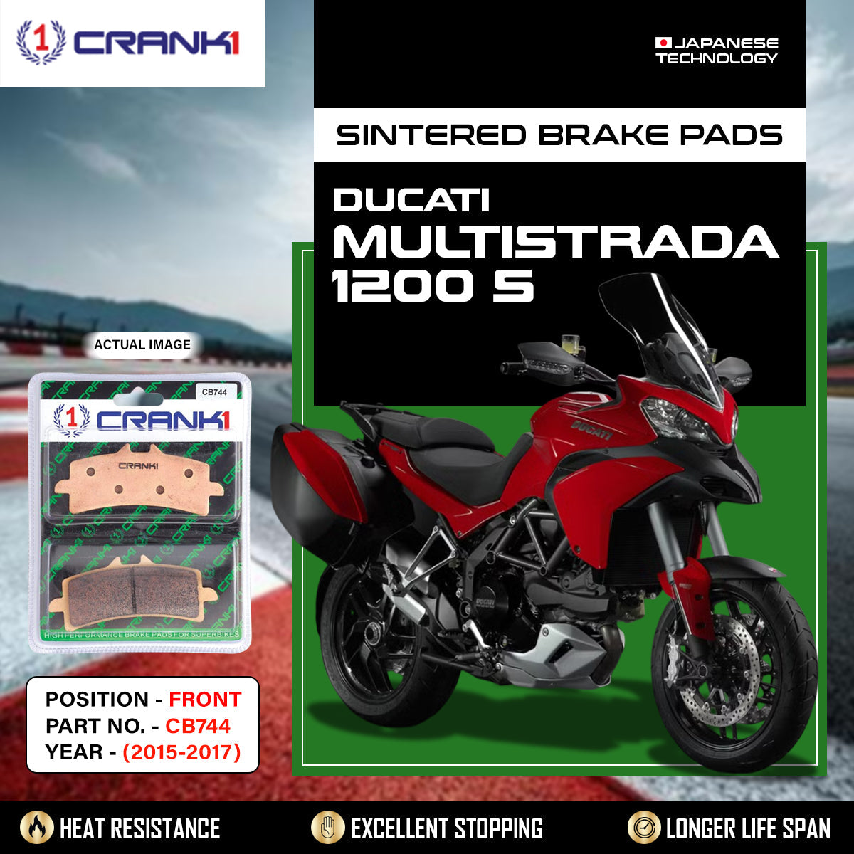 Sintered Brake Pads For Ducati Multistrada 1200S (2015-2017) - Front - CB744 - 2 Sets - CRANK1
