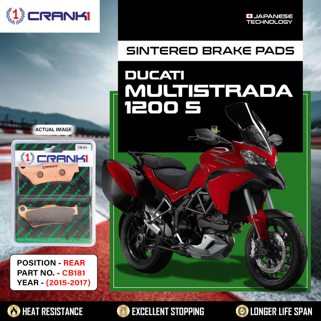 Sintered Brake Pads For Ducati Multistrada 1200S (2015-2017) - Rear - CB181 - 1 Set - CRANK1
