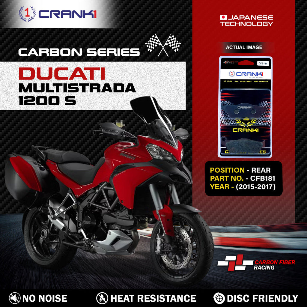 Carbon Brake Pads For Ducati Multistrada 1200 S (2015-2017) - Rear - CFB181 - 1 Set - CRANK1