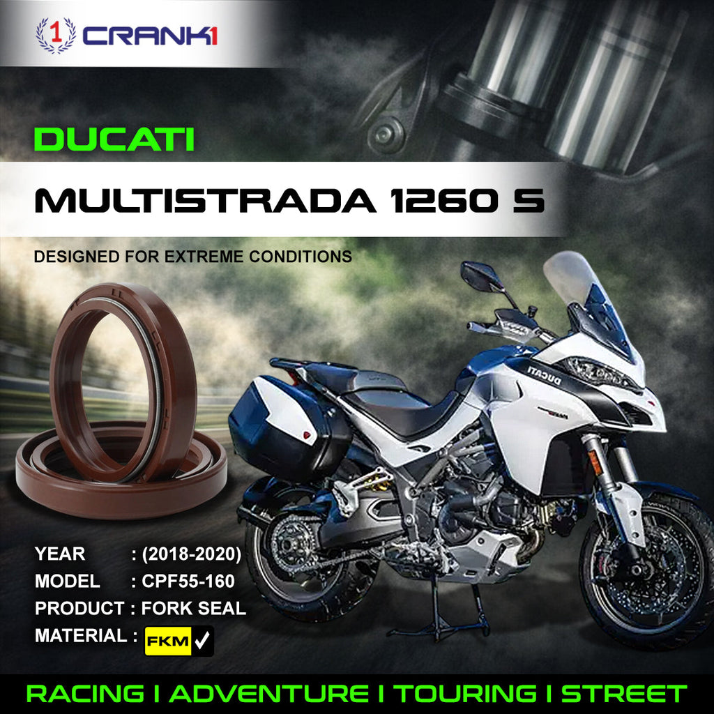 Fork Oil Seals Pair For Ducati Multistrada 1260 S (2018-2020) - CPF55-160 - CRANK1