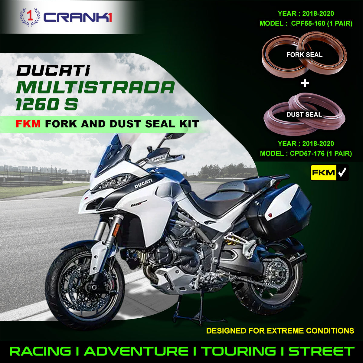 Fork And Dust Seals Kit For Ducati Multistrada 1260 S (2018-2020) - CRANK1