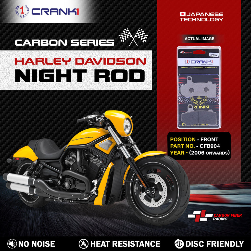 Carbon Brake Pads For Harley Davidson Night Rod (2006 Onwards) - Front - CFB904 - 2 Sets - CRANK1