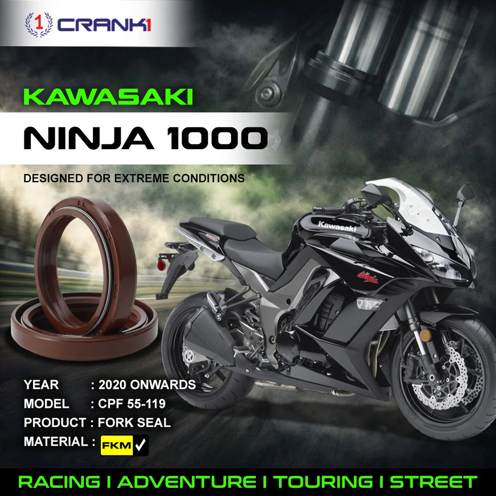 Fork Oil Seals Pair For Kawasaki Ninja 1000 (2020 Onwards) - CPF55-119 - CRANK1