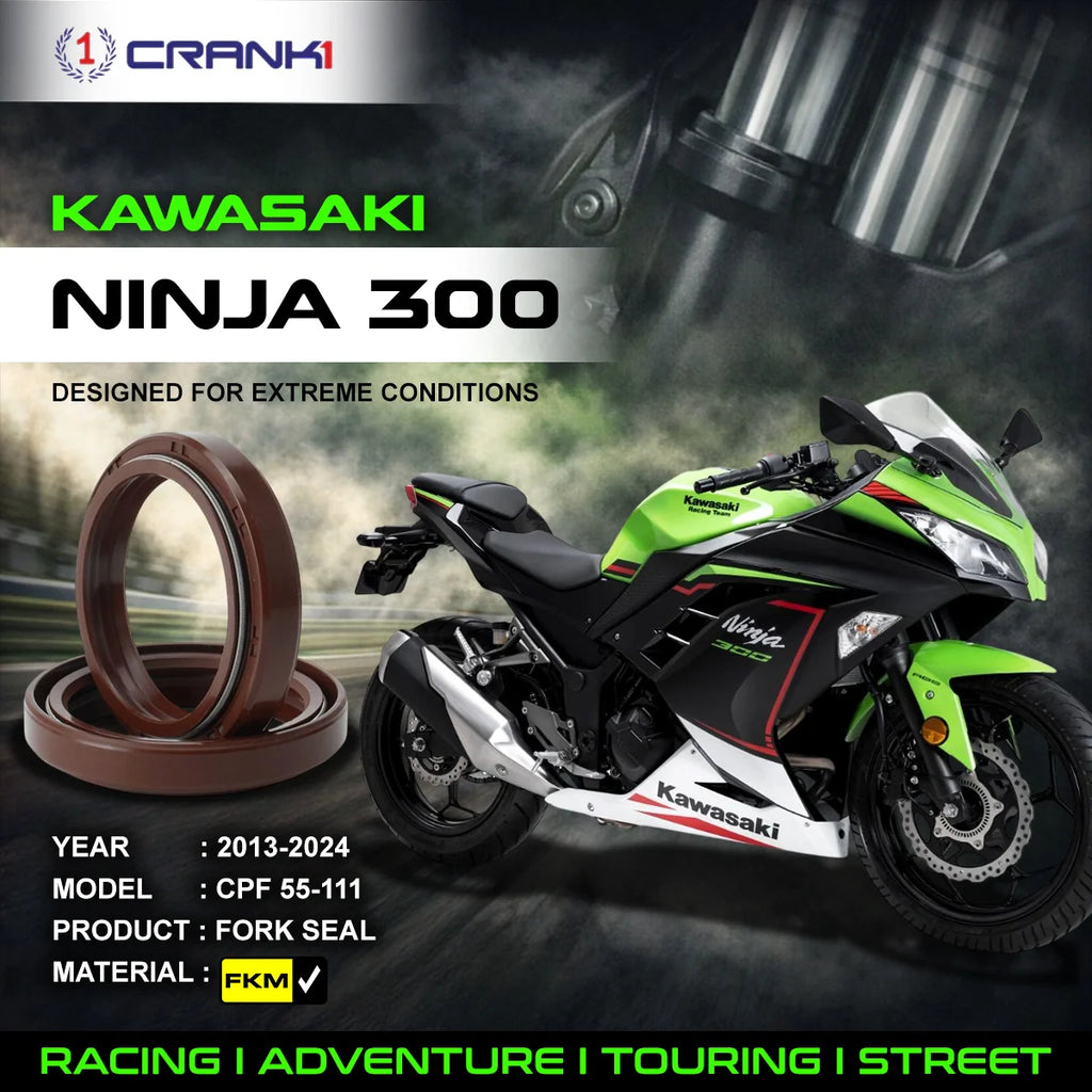 Fork Oil Seals Pair For Kawasaki Ninja 300 (2013-2024) - CPF55-111 - CRANK1