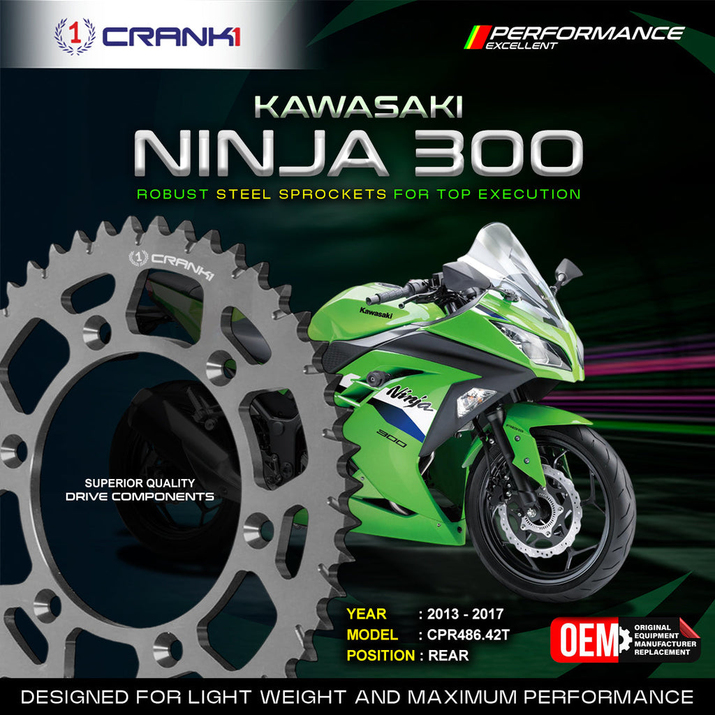 Sprocket For Kawasaki Ninja 300 (2014-2025) - Rear - CPR486.42T - CRANK1