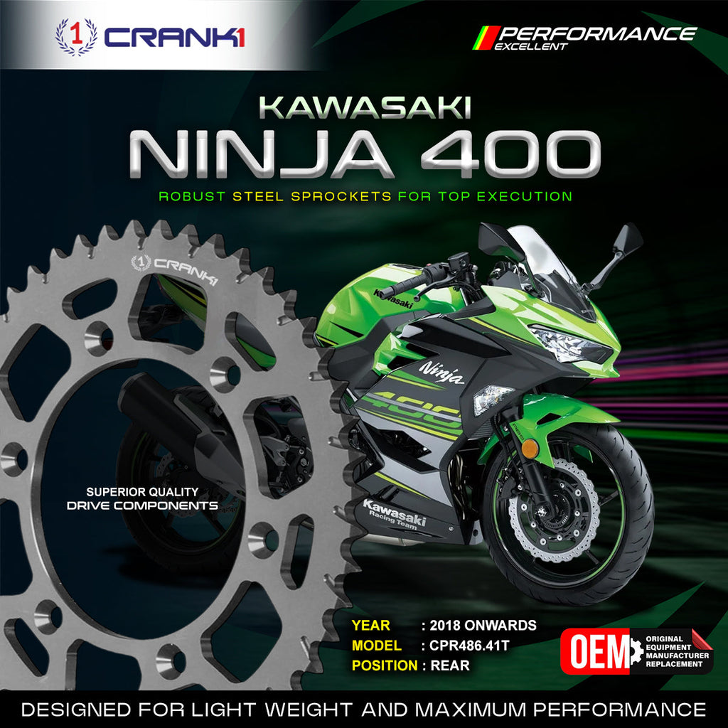 Sprocket For Kawasaki Ninja 400 (2018 Onwards) - Rear - CPR486.41T - CRANK1