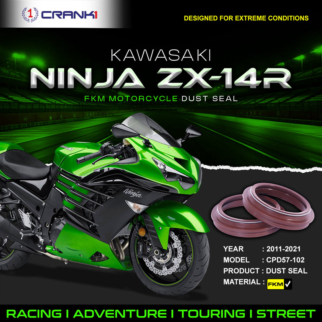 Fork Dust Seals Pair For Kawasaki Ninja ZX-14R (2011-2021) - CPD57-102 - CRANK1