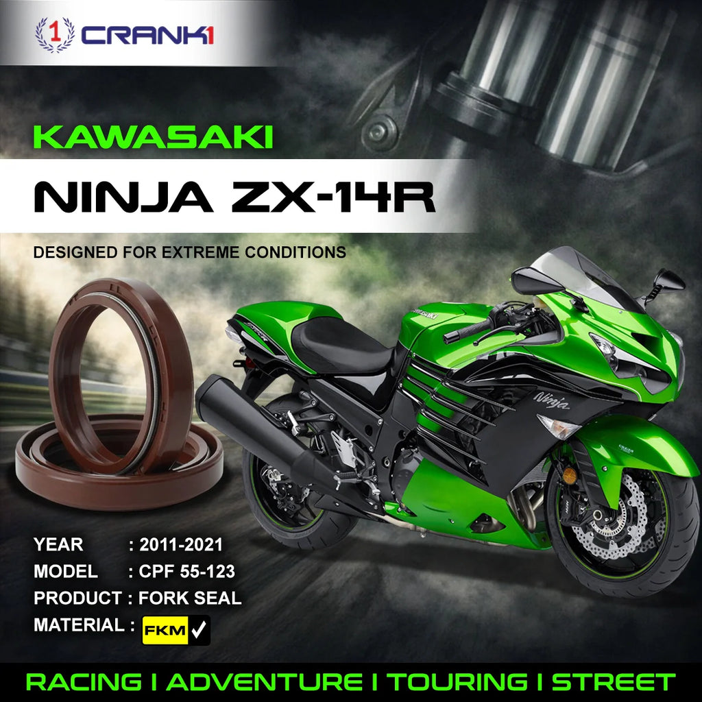 Fork Oil Seals Pair For Kawasaki Ninja ZX-14R (2011-2021) - CPF55-123 - CRANK1