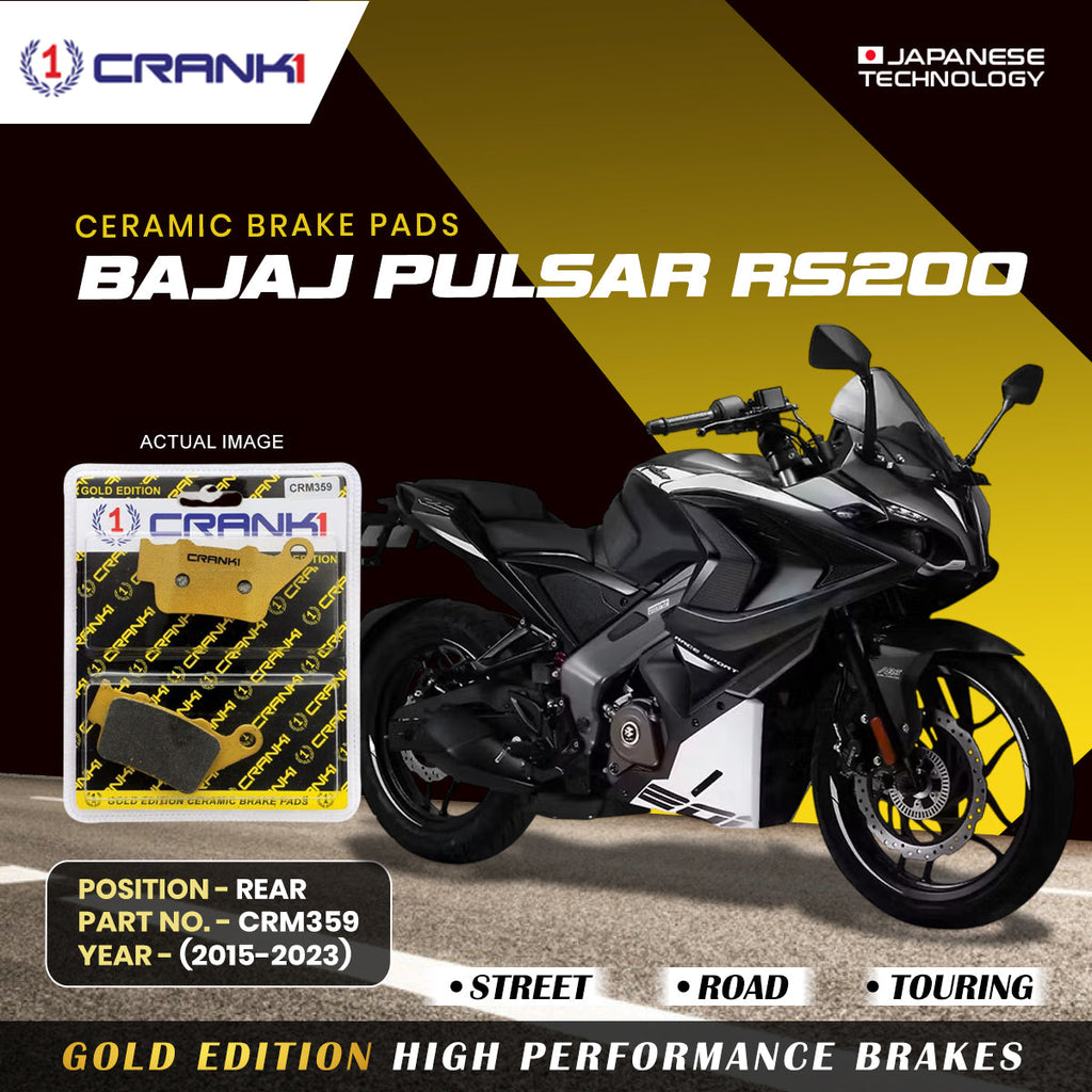 Ceramic Brake Pads For Bajaj Pulsar RS200 (2015-2023) - Rear - CRM359 - 1 Set - CRANK1