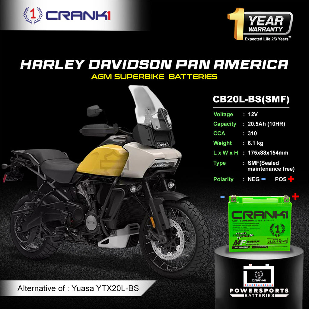 Battery For Harley Davidson Pan America (2020-2025) - CB20L-BS - Factory Activated - CRANK1