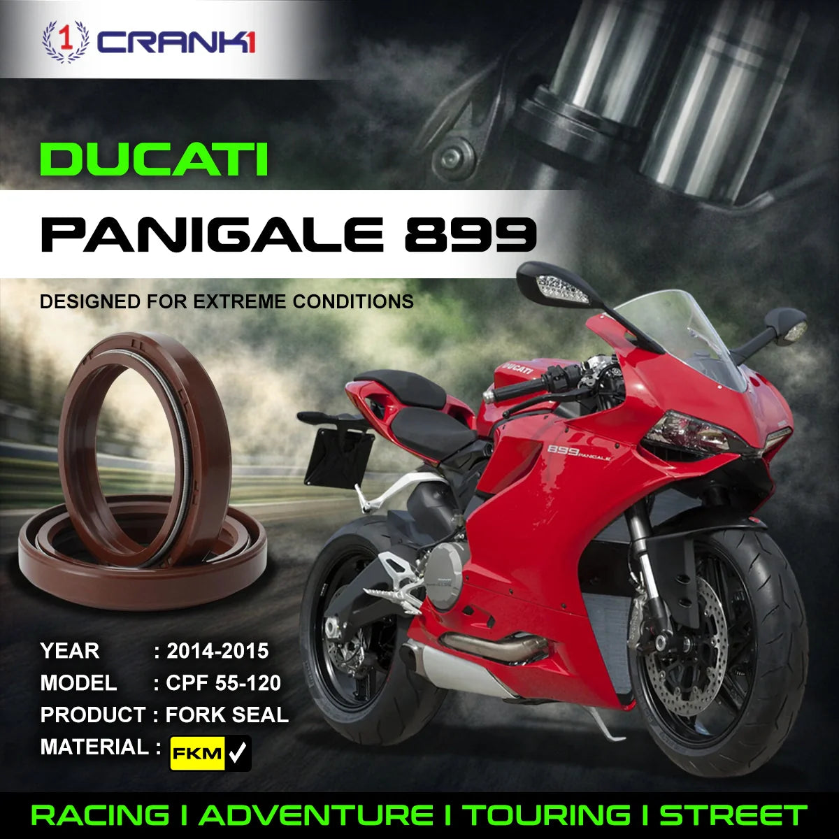 Fork Oil Seals Pair For Ducati Panigale 899 (2014-2015) - CPF55-120 - CRANK1