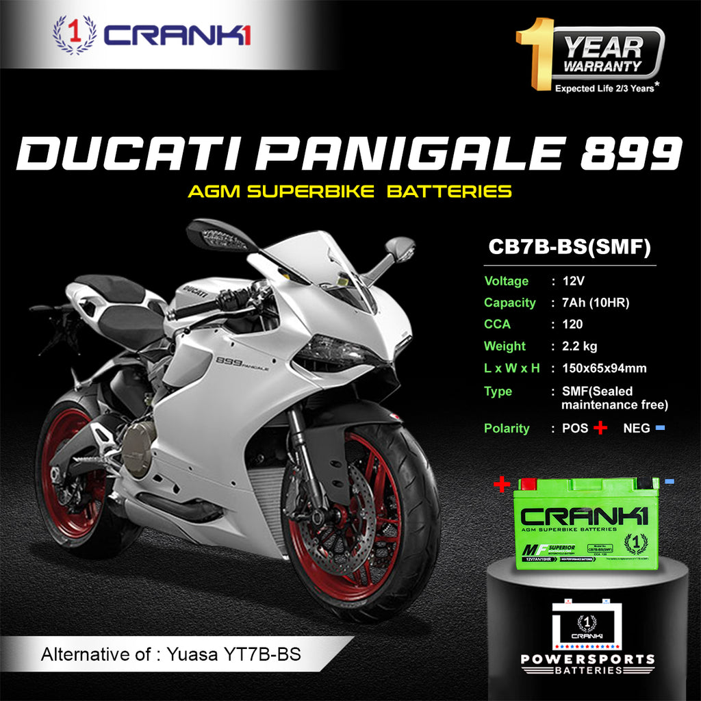 Battery For Ducati Panigale 899 (2015-2016) - CB7B-BS - Factory Activated - CRANK1
